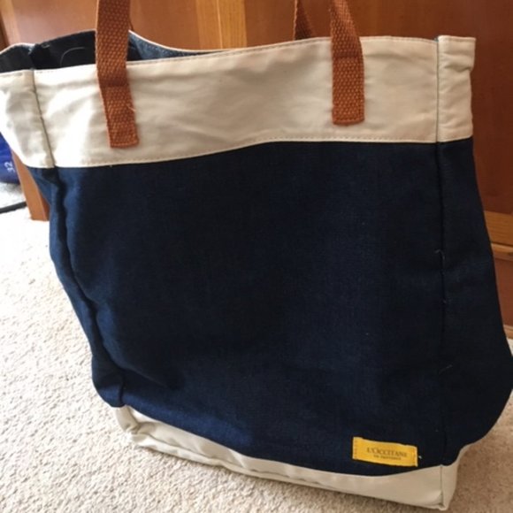 L'Occitane en Provence Denim/Canvas Tote Travel Shopping Bag 12"x14" - Picture 4 of 10
